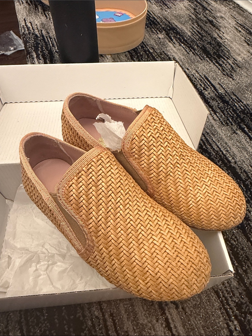 Kids Woven Slip-On Loafers in Natural Tan
